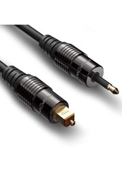 FosPower 24K Gold Plated Toslink to Mini Toslink Digital Optical S/PDIF Audio Cable with Metal Connectors &amp; Strain-Relief PVC Jacket - 6ft