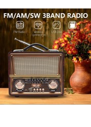 راديو محمول FM AM SW ريترو مطبخ ستيريو مزود طاقة متعدد صوت وظيفي قوي راديو بلوتوث يدعم بطاقة TF تشغيل مكبر صوت قرص USB للأماكن الخارجية والداخلية