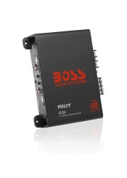 BOSS Audio Systems R1004 4 Channel Car Amplifier Riot Series 400 Watts Full Range Class AB 2 Ohm Stable IC Integrated Circuit Great for Car Speakers and Car Stereos