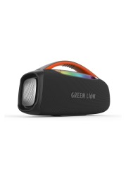 Green Lion Beam Pro Portable Speaker, 120W Power, Wireless Mic, IPX6 Waterproof, 8 Light Modes, Extra Bass, 360&deg; Audio, Multi-Input Support, 15,000mAh Battery, Type-C Charging - Black

