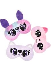 Sleep Mask for Kids, Plush Sleeping Eye Cover 3 Pieces Soft Funny Eye Blindfold Sleep Eye Cover Animal Sleeping Eye Shade for Kids Girls (Purple, Big Eyes Style)