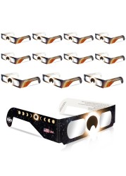 QONBINK Solar Eclipse Glasses Approved 2024, CE and ISO Certified Solar Eclipse Observation Glasses, Safe Shades (12 Pack)