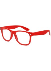 Skeleteen Red Clear Lens Glasses - 80&#39;s Style Non Prescription Retro Frames Nerd Costume Eyeglasses