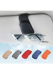 Sunglass Holder for Car Visor Sunglasses Clip Magnetic Leather Glasses Eyeglass Holder Truck Interior Car Accessories for Woman Man -Black