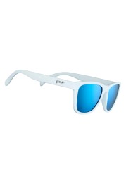 goodr Iced By Yetis Polarized Sunglasses for Men Women White Solid Frame with Blue Reflective Lens UV400 Protection No Slip