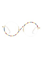Zeelool Blue Light Glasses for Women Chic Semi-rimless Round Eyeglasses Stylish Metal Elphaba Cosplay Eyewear Glasses JGM171265-10B
