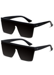 LYZOIT Square Oversized Sunglasses for Women Men Big Shield Large Rimless Shades Super Dark Black Sun glasses sensitive eyes