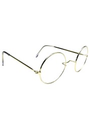 Kangaroo Gold Santa Claus Glasses: Perfect for Harry Potter Costume, Halloween Circle Glasses, Clear Lenses, Round Glasses Non Prescription, Nerd Cosplay Accessories for Men, Women, and Kids