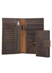 Contacts Full Grain Leather Family Passport Holder for 4 Airtag Passport Wallet RFID Blocking Travel Passport Cover with 4 Passport Slot, 6 Card Slot (Brown)