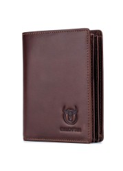 BULLCAPTAIN Large Capacity Genuine Leather Bifold Wallet/Credit Card Holder for Men with 15 Card Slots QB-027 (Brown)