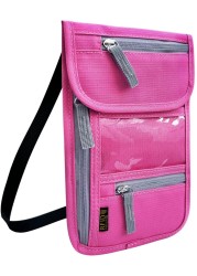 Travel Neck Wallet, RFID Blocking Passport Holder with Adjustable Neck Strap for Men and Women to Keep Cash, Credit Cards and Travel Documents Safe - Rose