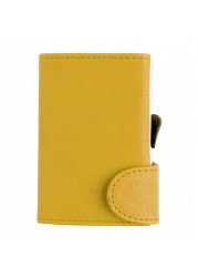 Santhome Card Holder Wallet, Mens Minimalist Slim Metal RFID NFC Blocking Contactless Card Protector Security Pop up wallet (Camel)