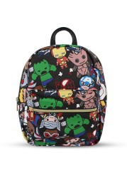Marvel Kawaii Avengers Mini PU Leather Backpack Purse with Adjustable Straps 10 In (Black, One Size)