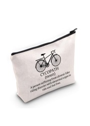 G2TUP Cycling Lover Gift Cycopath Definition Makeup Bag Cycling Biker Rider Cosmetic Bag Cyclist Gift Bike Lover Zipper Pouch Travel Toiletry Bag (Cycopath Definition White Bag)