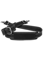 NJ Leatherworks Leather Bag Strap, Adjustable Replacement Shoulder Strap with Universal Swivel Hooks for Messenger, Duffel, Laptop, Camera Bags or Purses (Black)