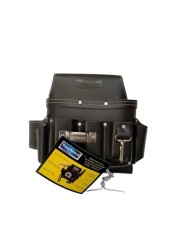 TOPMED ETS Premium Versatile Tool Bag, Heavy Duty Leather Bag with Multiple Pockets for Electricians, Barbers, Plumber Construction &amp; Factory Workers. Reinforced Seam, Oil Tanned Leather