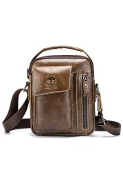 BULLCAPTAIN Genuine Leather Sling Bag Men Bags Small Shoulder Crossbody Bag for Men Everyday Casual Travel Messenger Bag Handbag