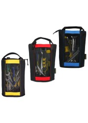 MELOTOUGH Canvas Zipper Tool Pouch Zipper Small Tool Bag -Fastener Bag with Mesh Window and Hanging Grommets (Small Zippered Mesh Window Tool Pouch with 3 Color)
