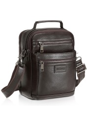 Polare Italian Full Grain Leather Messenger Bag Vintage Chest Shoulder Crossbody Bag Casual Sling Business Handbag for Men (Coffee)