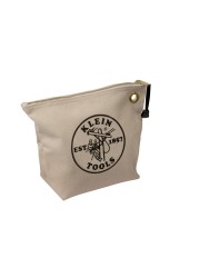 Klein Tools 5539NAT Zipper Bag, Canvas Tool Pouch is 10-Inch Consumables Bag for Storing Parts, Brass Grommet for Easy Hanging, Natural