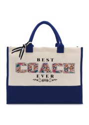 Cotton Canvas Tote Bag for Women, Canvas Tote Bag for Gifting, Tote Bag Gift for Coach, Best Coach Ever Gifts Travel Bag, Gifts for Coach Beach Canvas Tote, Appreciation Gift for Coach