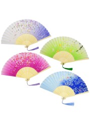 AWCIGG 4 Pcs Folding Hand Fan for Women Foldable Handheld Chinese Fans Hand Held Accordion Ladies Fan Japanese Silk Fan Manual Bamboo Asian Fan Abanicos de Mano
