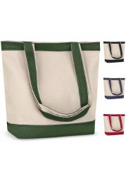 CUSTOMIZE123 Canvas Tote Bag with Handles for Woman, Reusable Cloth Bag for Groceries and Shopping - Blank Cotton Tote Bag, Suitable for DIY Projects &ndash; HEAVY DUTY &ndash; 16&quot; X 14.5&quot; With 4&rdquo; Gusset, Green