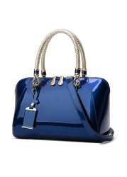 ZiMing Glossy Patent Leather Handbags for Women Top Handle Purse Satchel Bag Stylish Handbag Medium Tote Bags Shoulder Bag Evening Bag-Blue