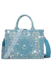 Montana West Sparkly Tote Bag Western Paisley Top Handle Purses Cashew Flower Satchel Handbags Rhinestone Purses for Women MWC-311BL