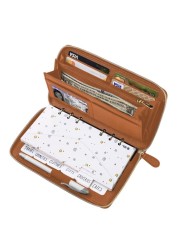 Cash Envelope Wallet Brown All in One Budget System RFID Blocking with 12x Tabbed Cash Envelopes 12x Monthly Budget Cards1x Yearly Budget Planner Sheet Complete Money Organizer Set for Cash