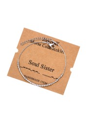 JoycuFF Soul Sister Gifts for Women Anklets for Teens Inspirational Morse Code Summer Gifts for BFF Sister Friends Best Friend Christmas Birthday Adjustable Beach Jewelry