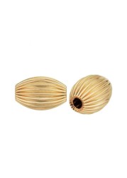 50pcs Beautiful Melon Spacer 10mm x 6mm Corrugated Oval Rice Shape Metal Loose Beads Gold Plated Brass for Jewelry Craft Making CF1282