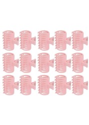 Haosie 15PCS Hot Roller Clips Curler Claw Clips for Girls Women Hair Section Fixing Clamps Holding Hairdressing Tool for Long and Medium Hair Pink