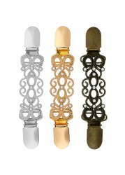 Yolev 3PCS Tie Up Sweater Clip and Scarf Clip Set, Vintage Dress Clips Back Cinch Clip for Clothing Clip Dresses Shawl Clip Cardigan Flower Patterns Clip for Women Girls