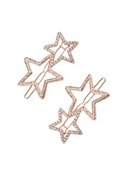 AEGYPIUS Star Clips, 2 Pcs Rhinestone Star Hair Clips Gold Star Clips Hair, Star Hair Clip Star Hairclips Star Barrettes Hair Clips Star Hair Accessories Y2k Hair Clips Stars for Women and Girls
