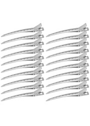 Korintin Hair Styling and Sectioning Clips Metal Duck Bill Clips Alligator Roller Clips for Long Thick Hair Salon Clips 24 Pack Silver