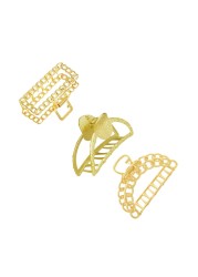 Aiwanto 3pcs Gold Metal Different Design Fashion Hair Clamp Barretes Hair Accessories for Ladies