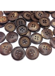 KARMELLING 50PC Coconut Shell Sewing Buttons Scrapbooking 4 Holes Round Dark Coffee 20mm 68 Dia