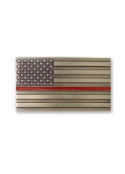 Indiana Metal Craft Thin Red Line Belt Buckle Solid Brass with Enamel Made in USA