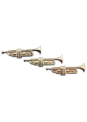 3-Piece Brass Trumpet Musician Lapel or Hat Pin &amp; Tie Tack Set with Clutch Back by Novel Merk