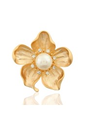 Yellow Flower White Pearl Brooch,Gold Autumn Flower Pins,Vintage Fall Flower Gift, Mother&#39;s Day Gift for Women,Wedding Bridal Bouquet Party Daily Accessory (gold)