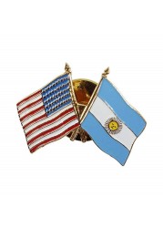 U.S.A. United States Stars Flag and Stripes Argentina Patriotic Flag - Gold Tone Handpainted Lapel Pin - w/Easy to Wear Secure Post Clasp - Great Gifts for Everyone