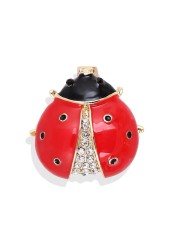 Dainty Ladybug Lapel Brooch Pin Rhinestone Crystal Insect Enamel Pins Clip Collar Dress Sweater Hat Scarf Brooches Pins Cute Jewelry Gifts