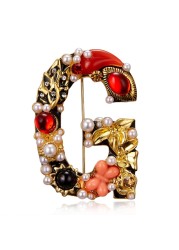 Pearl Initial Letter Brooch Pins Gold Plated Pins Crystal Alphabet Broches for Women Fashion Colorful Enamel Breastpin Pin Gifs for Girls Men