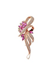 TongXin Rhinestone Crystal Flower Enamel Brooches Pins for Women Girls Colorful Wedding Brooches Gift for Bridesmaid Jewelry (pink)