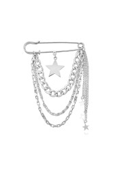 Five-pointed Star Tassel Brooches Pins Fashion Beautiful Created Multilayer Chain Brooch Good Idea for Party Dance Wedding Banquet for Elegant Women Girl