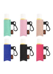 Desing Wish 6 PCS Chapstick Holder Keychain Elastic Sleeve Chapstick Keychain Holder for Lip Balms/Lip Gloss/Lipsticks, Lip Balm Holder Sleeves (Green/Pink/Beige/Black/Red/Blue)