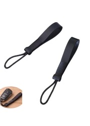2 Pack Fob Lanyard Car Keychain Cowhide Leather Nonmetallic Key Strap String Handmade Pendant Chain Loop Ring for Car Keys Bag Case Cover Holder