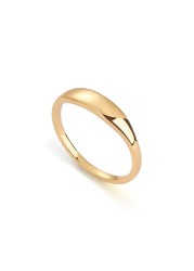 PAVOI 14K Gold Plated Signet Ring Bands for Women (Yellow Plated, 9)