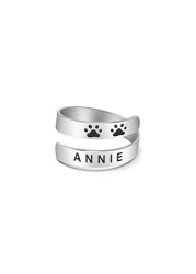 Yiyang Stainless Steel Ring for Women Girls Personalized Dog Name Annie Ring Sympathy Dainty Pet Cremation Jewelry for Mom Daughter Sisiter Best Friends Pet Lover